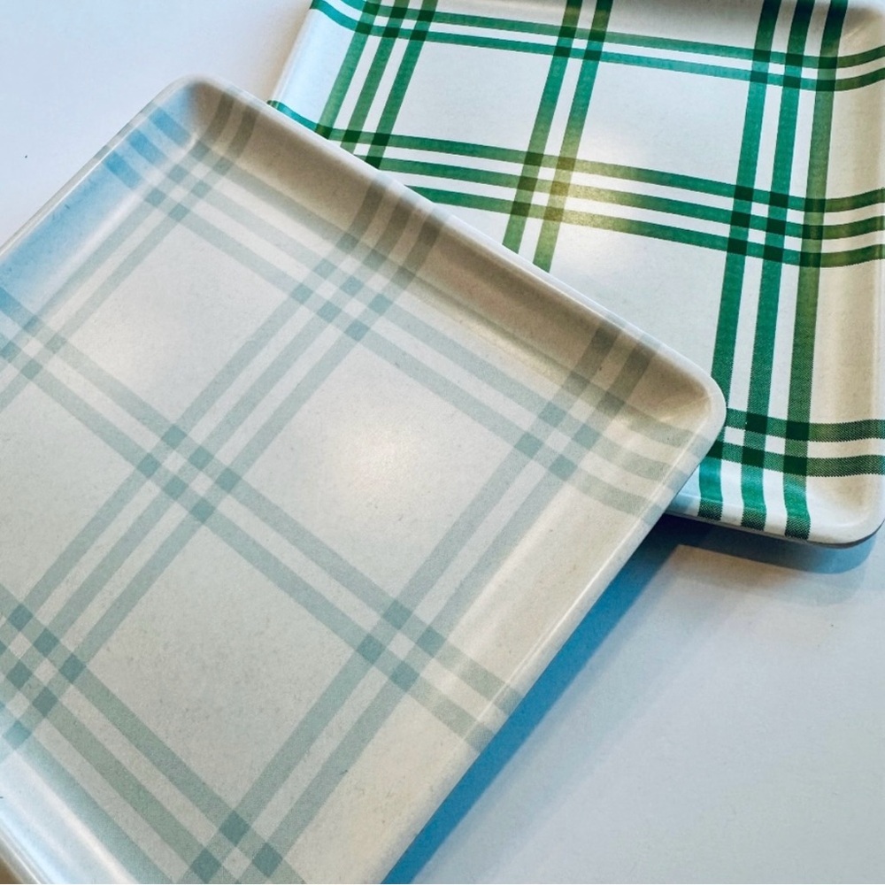 Hearth & Hand Magnolia Tri-Stripe Plaid Square Melamine Appetizer Plates 4ct - Picture 5 of 8